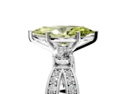 3 Stone Engagement Ring Setting for Fancy Yellow Marquise Center with Pave Twist Band and Prong Head in Platinum