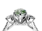 3 Stone Engagement Ring Setting for Fancy Green Marquise Center with Crossover Basket, Pave Band and Prong Head in Sterling Silver