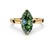Solitaire Engagement Ring Setting for Fancy Green Marquise Center with Plain Band and Flat Tab Prong Head in Yellow Gold