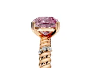 Rope Engagement Ring Setting for Fancy Pink Cushion Cut Center with Accent Shoulders and Prong Head in Rose Gold