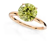 Hidden Halo Engagement Ring Setting for Fancy Yellow Round Cut Center with Thin Rounded Band and Prong Head in Rose Gold
