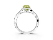 Solitaire Engagement Ring Setting for Fancy Yellow Radiant Cut Center with Twisted Pave Split Shank and Prong Head in Sterling Silver