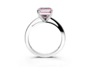 Solitaire Engagement Ring Setting for Fancy Pink Asscher Cut Center with Basket Rail and Prong Head in Sterling Silver