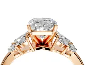 Leaf Cluster Engagement Ring Setting for Cushion Cut Center with Marquise Accents and Prong Head in Rose Gold