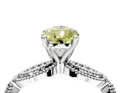 Solitaire Engagement Ring Setting for Fancy Yellow Pear-Shaped Center with Marquise Panel Band and Prong Head in Platinum