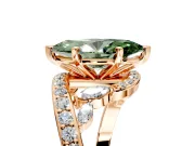 Solitaire Engagement Ring Setting for Fancy Green Marquise Center with Pave Bypass Twist Band and Prong Head in Rose Gold