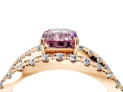 Solitaire Engagement Ring Setting for Fancy Pink Emerald Cut Center with Wide-Open Split Shank and Prong Head in Rose Gold