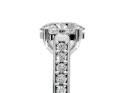 Solitaire Engagement Ring Setting for Oval Center with Pave Cathedral Band and Prong Head in Sterling Silver