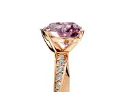 Side Accent Engagement Ring Setting for Fancy Pink Heart-Shaped Center with Accent Shoulders and Prong Head in Rose Gold