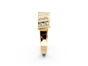 Round Cut Lab-Grown Diamond Two-Row Channel-Set Anniversary Wedding Band with Vertical Prongs in Yellow Gold