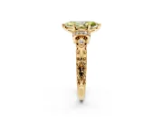 Solitaire Engagement Ring Setting for Fancy Yellow Marquise Center with Filigree Band and Prong Head in Yellow Gold