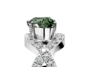 Halo Engagement Ring Setting for Fancy Green Heart-Shaped Center with Pave Infinity Twist Band and Prong Head in Platinum