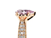 Solitaire Engagement Ring Setting for Fancy Pink Pear-Shaped Center with Multi-Row Accents and Prong Head in Rose Gold