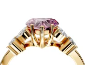 Floral Engagement Ring Setting for Fancy Pink Heart-Shaped Center with Marquise Cluster Shoulders and Prong Head in Yellow Gold
