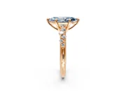 Solitaire Engagement Ring Setting for Fancy Blue Marquise Center with Trailing Leaf Accent Band and Prong Head in Rose Gold