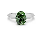 Solitaire Engagement Ring Setting for Fancy Green Oval Center with Wide Knife Ridge Band and Prong Head in White Gold
