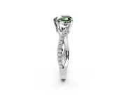 Solitaire Engagement Ring Setting for Fancy Green Heart-Shaped Center with Half-Pave Crossover Band and Prong Head in Sterling Silver