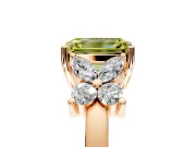 Floral Engagement Ring Setting for Fancy Yellow Emerald Cut Center with Marquise Cluster Shoulders and Prong Head in Rose Gold