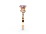 Solitaire Engagement Ring Setting for Fancy Pink Princess Cut Center with Crossover Accents and Prong Head in Rose Gold