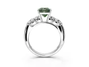 5 Stone Engagement Ring Setting for Fancy Green Princess Cut Center with Graduated Accents and Prong Head in Platinum