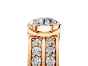 Bezel Engagement Ring Setting for Round Cut Center with Wide Channel-Set Band and Bezel Head in Rose Gold