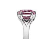 Solitaire Engagement Ring Setting for Fancy Pink Asscher Cut Center with Plain Split Shank and Prong Head in Platinum