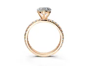 Solitaire Engagement Ring Setting for Heart-Shaped Center with Shared-Prong Accents and Prong Head in Rose Gold