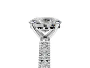 Solitaire Engagement Ring Setting for Oval Center with Milgrain-Edged Pave Band and Prong Head in Sterling Silver