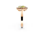 Starburst Halo Engagement Ring Setting for Fancy Yellow Pear-Shaped Center with Flat Cathedral Band and Prong Head in Rose Gold