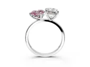 Fancy Pink Heart-Shaped and Emerald Cut Lab-Grown Diamond Toi et Moi Engagement Ring with Prong-Set Stones in Platinum