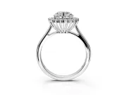 Starburst Halo Engagement Ring Setting for Round Cut Center with Thin Round-Wire Band and Prong Head in Platinum