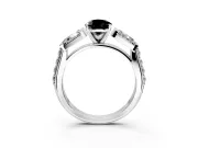 Channel-Set Engagement Ring Setting for Fancy Black Pear-Shaped Center with Baguette Band and Prong Head in White Gold