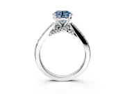 Solitaire Engagement Ring Setting for Fancy Blue Round Cut Center with Crossover Accents and Prong Head in White Gold