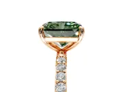 Solitaire Engagement Ring Setting for Fancy Green Radiant Cut Center with Pave Accents and Prong Head in Rose Gold