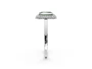 Halo Engagement Ring Setting for Fancy Green Radiant Cut Center with Plain Tapered Band and Prong Head in White Gold