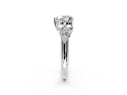 Cluster Engagement Ring Setting for Heart-Shaped Center with Round Cut Accent Frame and Prong Head in Platinum