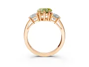 3 Stone Engagement Ring Setting for Fancy Yellow Heart-Shaped Center with Matching Side Accents and Prong Head in Rose Gold