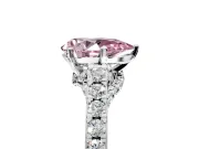 Solitaire Engagement Ring Setting for Fancy Pink Pear-Shaped Center with Crossover Accents and Prong Head in Platinum