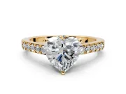 Solitaire Engagement Ring Setting for Heart-Shaped Center with Crossover Accents and Prong Head in Yellow Gold