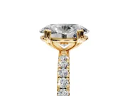 Solitaire Engagement Ring Setting for Oval Center with Pave Band and Claw Prong Head in Yellow Gold