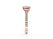 Solitaire Engagement Ring Setting for Fancy Pink Princess Cut Center with Single Row Accent Band and Prong Head in Rose Gold