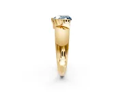 Tension Engagement Ring Setting for Fancy Blue Heart-Shaped Center with Wide Flat Band and Tension Head in Yellow Gold