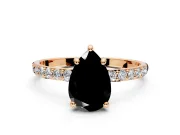 Solitaire Engagement Ring Setting for Fancy Black Pear-Shaped Center with Pave Accents and Prong Head in Rose Gold