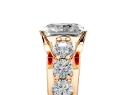 Solitaire Engagement Ring Setting for Radiant Cut Center with Graduated Shared Prongs and Prong Head in Rose Gold