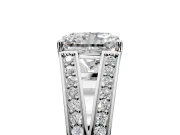 Split Shank Engagement Ring Setting for Radiant Cut Center with Pave Split Shank and Prong Head in Platinum