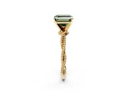 Solitaire Engagement Ring Setting for Fancy Green Asscher Cut Center with Twist Band and Bead Prong Head in Yellow Gold