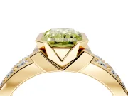 Bezel Engagement Ring Setting for Fancy Yellow Radiant Cut Center with Wide Channel-Set Band and Bezel Head in Yellow Gold