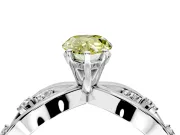 Solitaire Engagement Ring Setting for Fancy Yellow Pear-Shaped Center with Criss-Cross Accent Band and Prong Head in White Gold