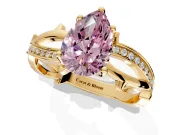 Solitaire Engagement Ring Setting for Fancy Pink Pear-Shaped Center with Pave and Plain Crossover Band and Prong Head in Yellow Gold
