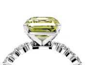Solitaire Engagement Ring Setting for Fancy Yellow Asscher Cut Center with Alternating Size Accents and Prong Head in Platinum